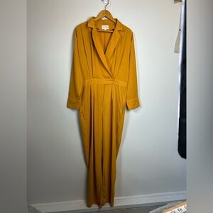Love + Harmony Jumpsuit Dress Sz L Mustard Yellow Women Office Career old money